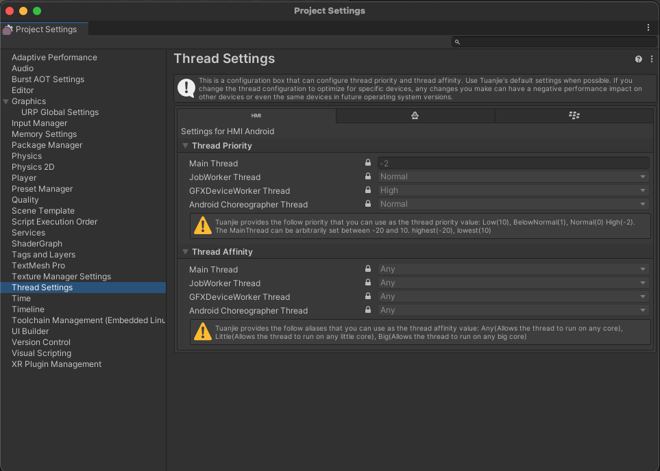 Thread Settings Window