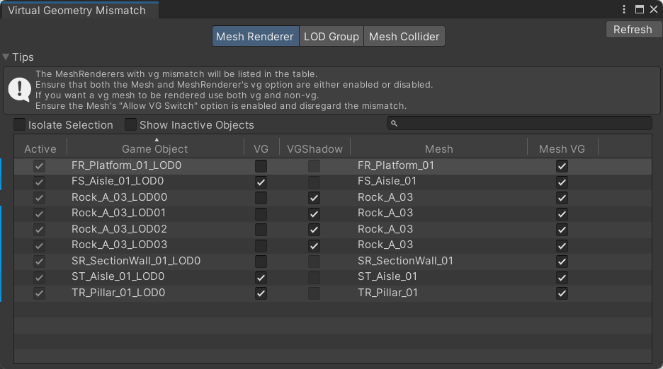  Mesh Renderer 窗口