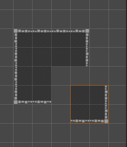 The Scene view with an example of tiles moved on the tilemap.