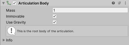 Root Articulation Body component