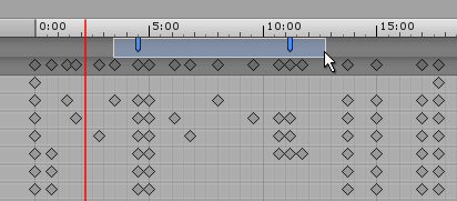 A selection box selects two consecutive Animation Events along the Event Line.