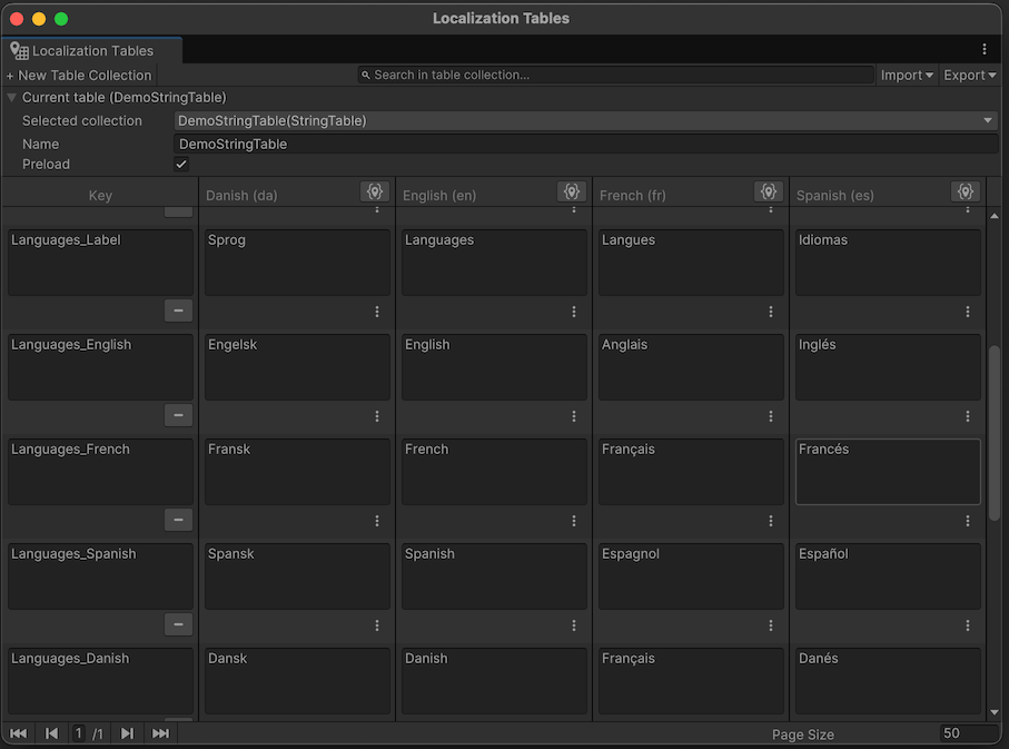 Key-value pairs represent each element to localize.