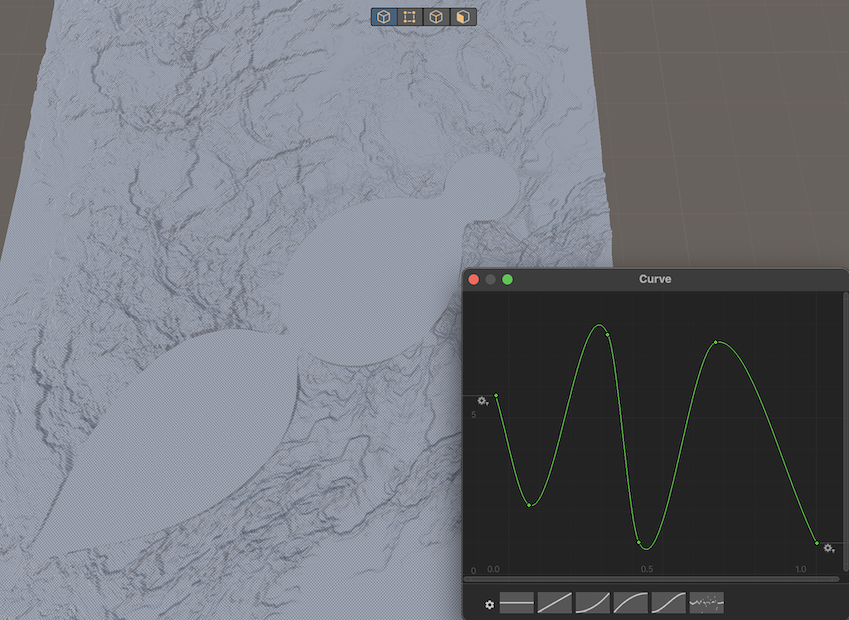 A complex Width Profile creates a bridge that constantly changes its width. The bridge gets wide or narrow along its center lines, based on how far above or below y=0 the curve is.